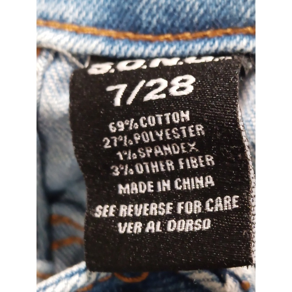 SONG Mom Jeans High Rise7/28 Light Wash Blue / Stretchy Excellent - Picture 15 of 16